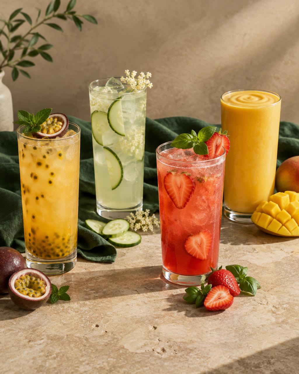 Hausgemachte Limonaden und Mango-Smoothie (Beispielbild)